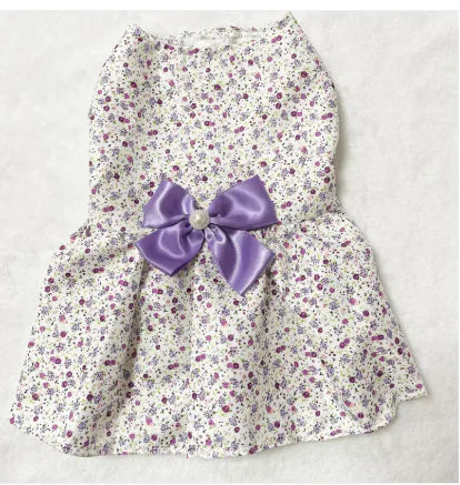 New Pet Clothes Bow Floral Skirt