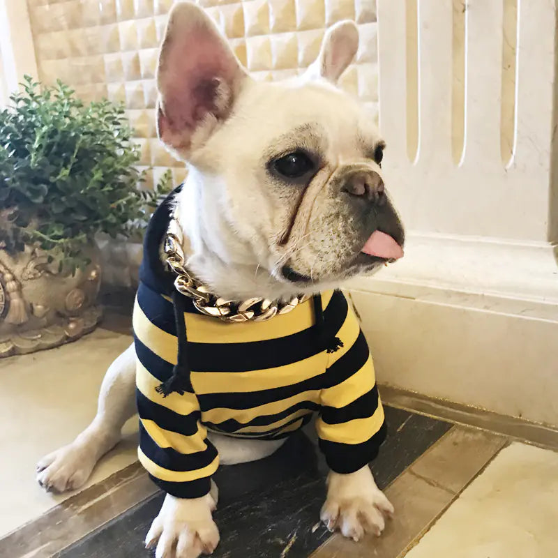 Striped Hooded Pet Clothes for Small Dogs and Cats