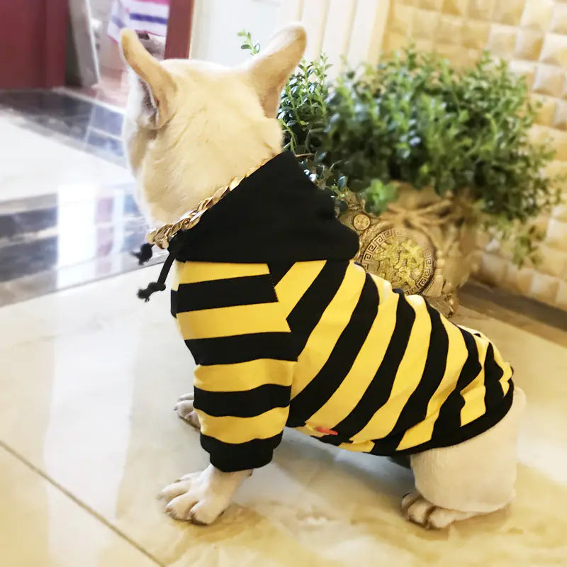 Striped Hooded Pet Clothes for Small Dogs and Cats
