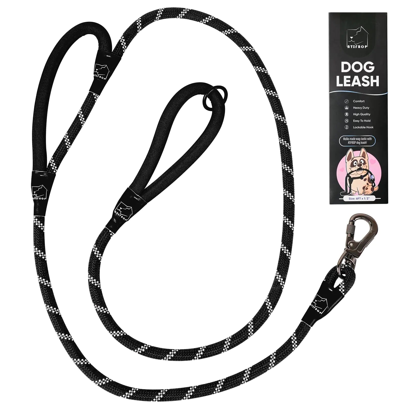 Reflective Double Handle Rope Dog Leash