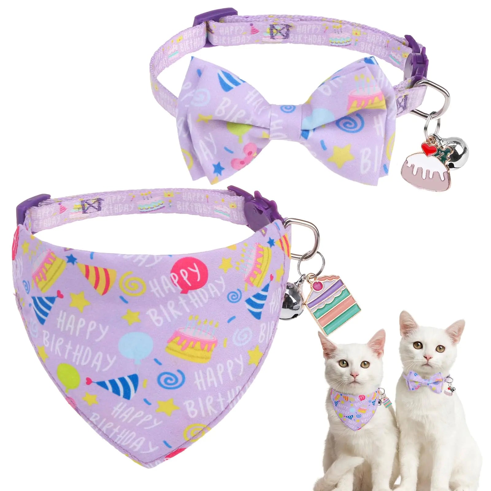 Bandana Cat Collar with Bowtie (2 Pack)
