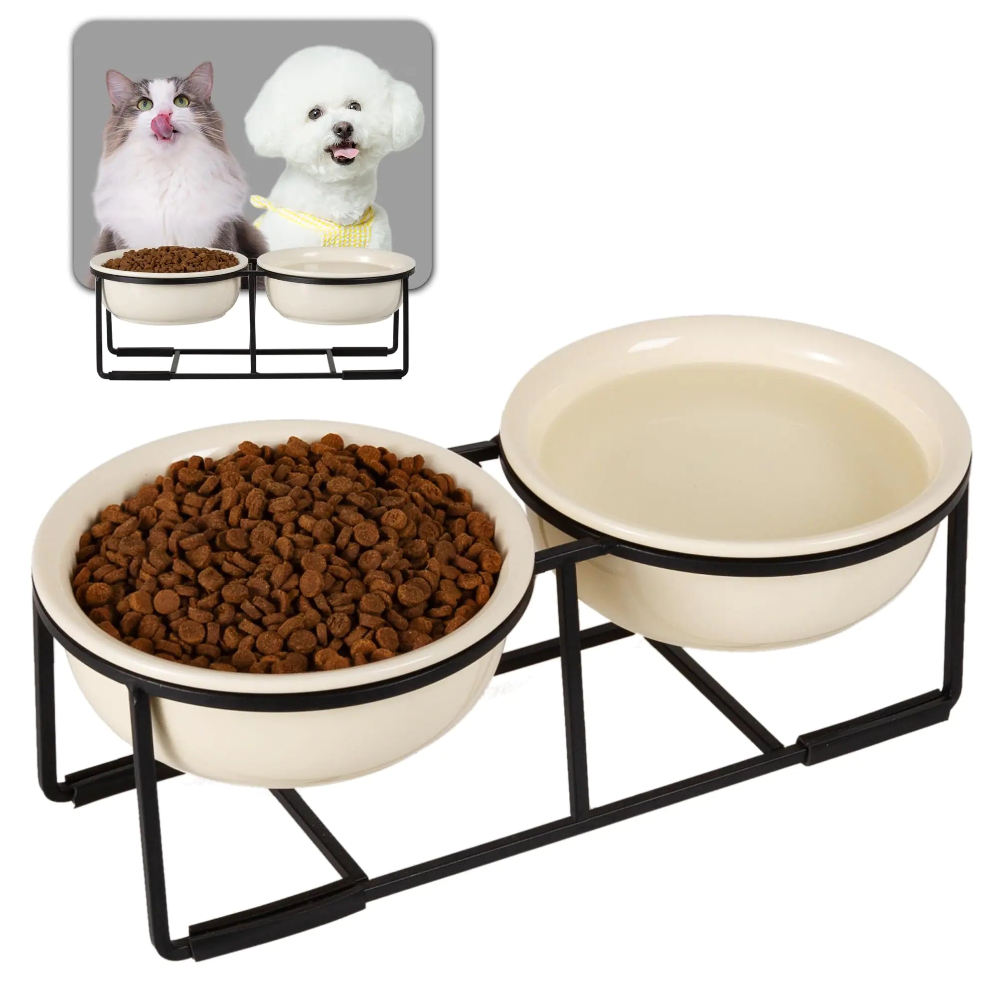 Elevated Ceramic Bowl Set for Dogs and Cats